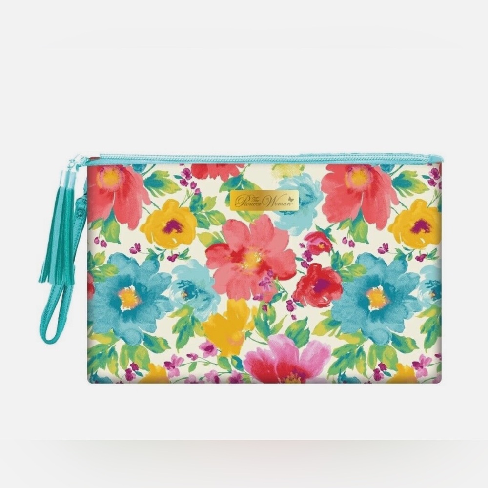 The Pioneer Woman Floral Cosmetic Bag in Turquoise, Pink, Blue, Yellow